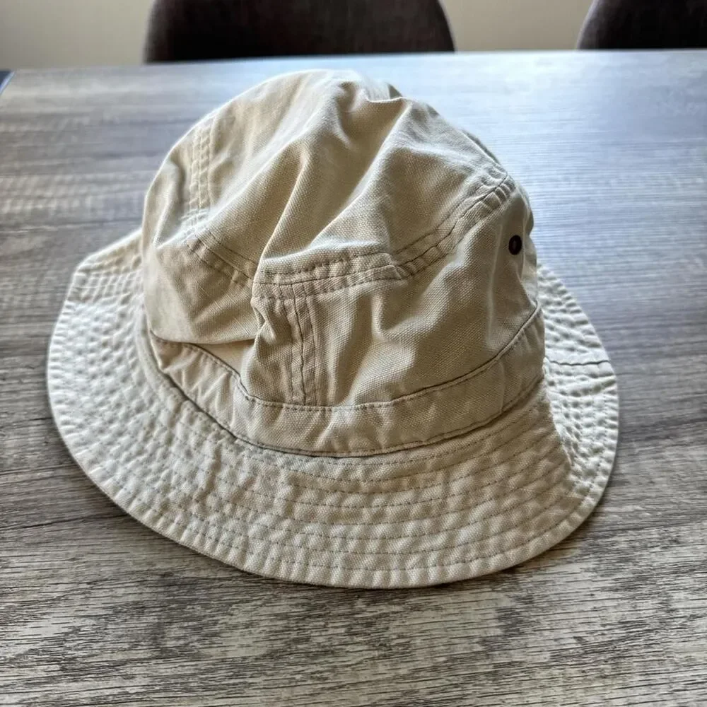 Gap Bucket Hat Khakis Beige‎ Embroidered G Logo Cotton M/L Classic Preppy